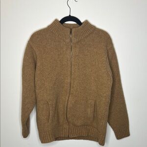 L.L. Bean Men’s Camel Wool Zip Sweater - Mock Neck - Men’s XL - Dadcore